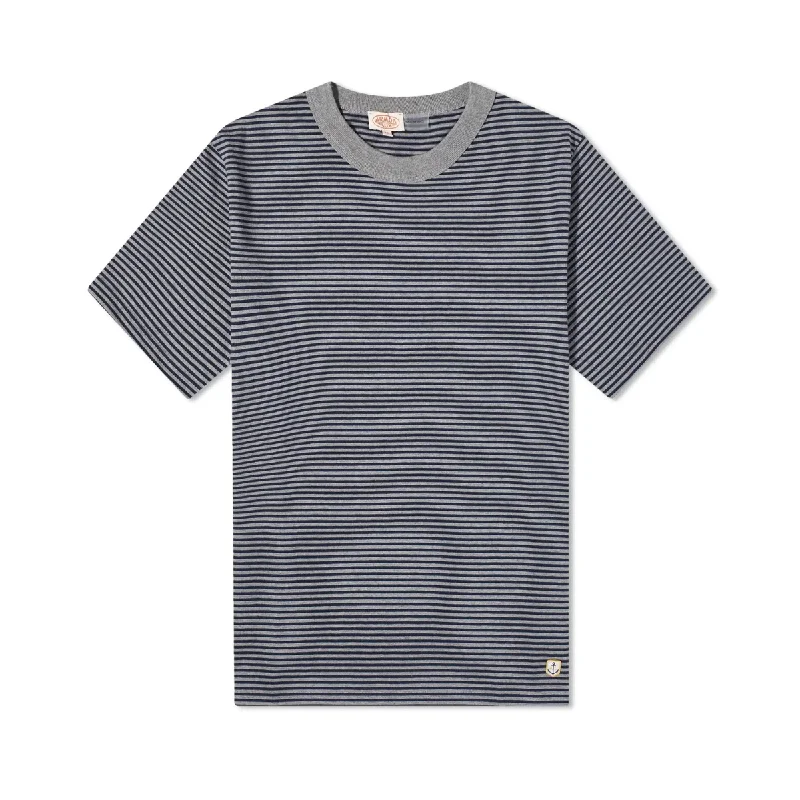 Act Fast Bio Gots T Shirt Striped Heritage Misty Grey/Marine Deep