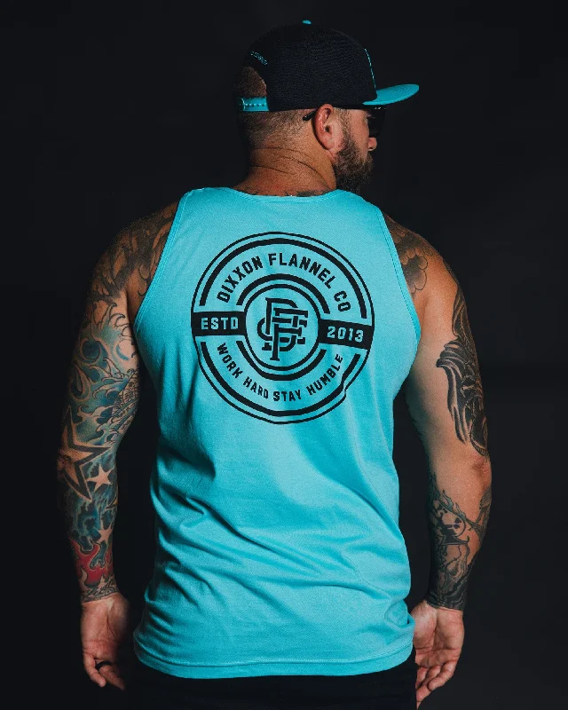 Bonus Savings Black Work Hard Badge Tank - Tiffany