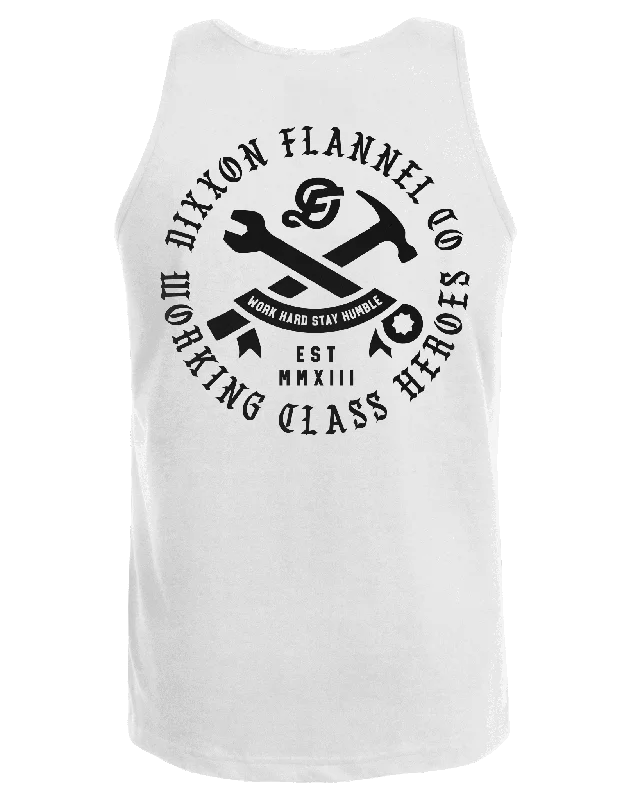 Crazy Deals Black Working Class Badge Tank - White