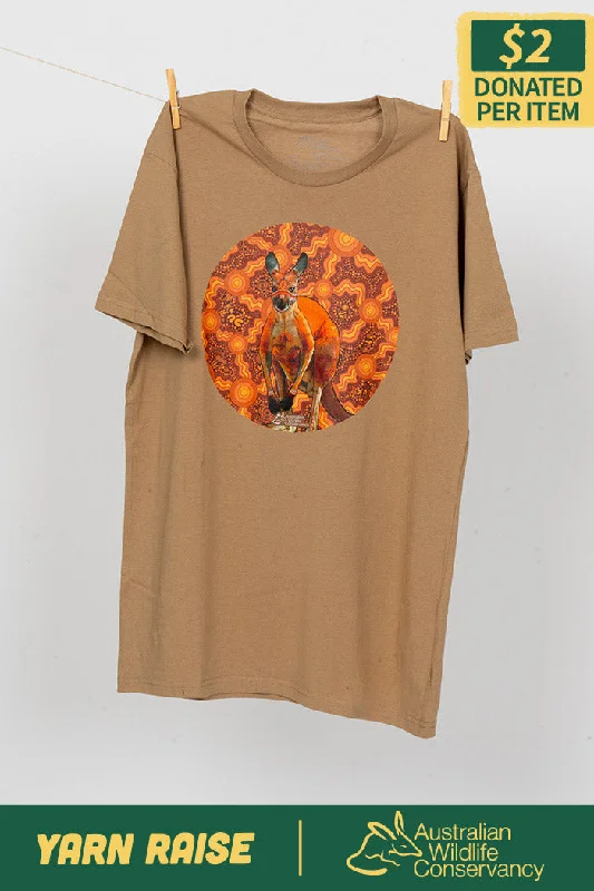 Limited Offer Kangaroo (Barra) 'Australian Wildlife Conservancy' Khaki Cotton Crew Neck Unisex T-Shirt