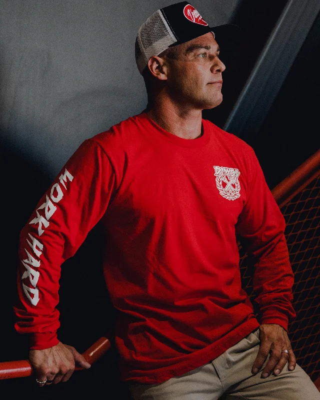 Weekend Discounts to Delight Party Crest Long Sleeve T-Shirt - Red