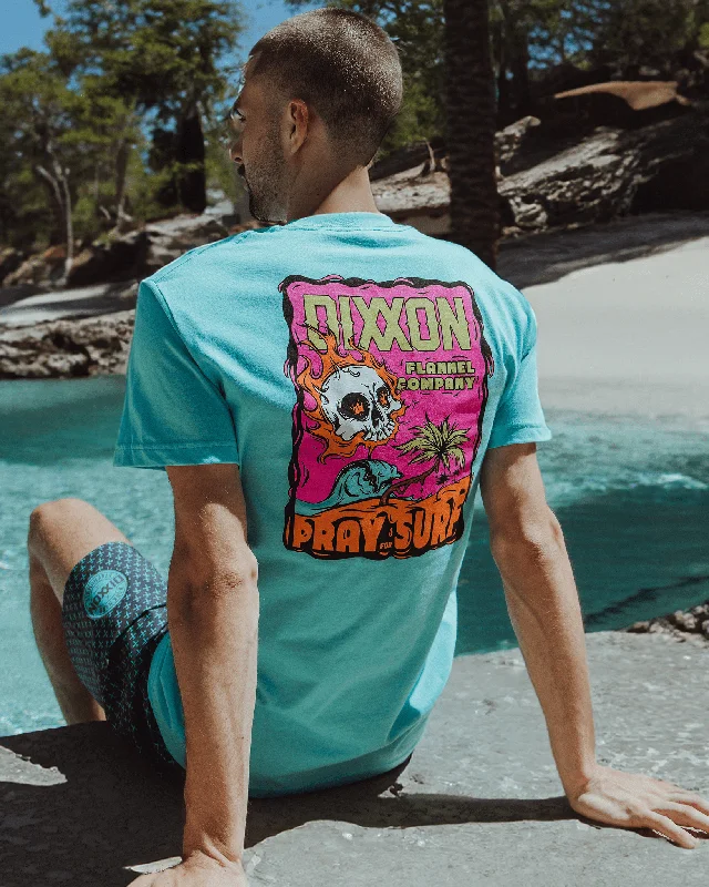 Instant Discount Pray for Surf T-Shirt - Aqua