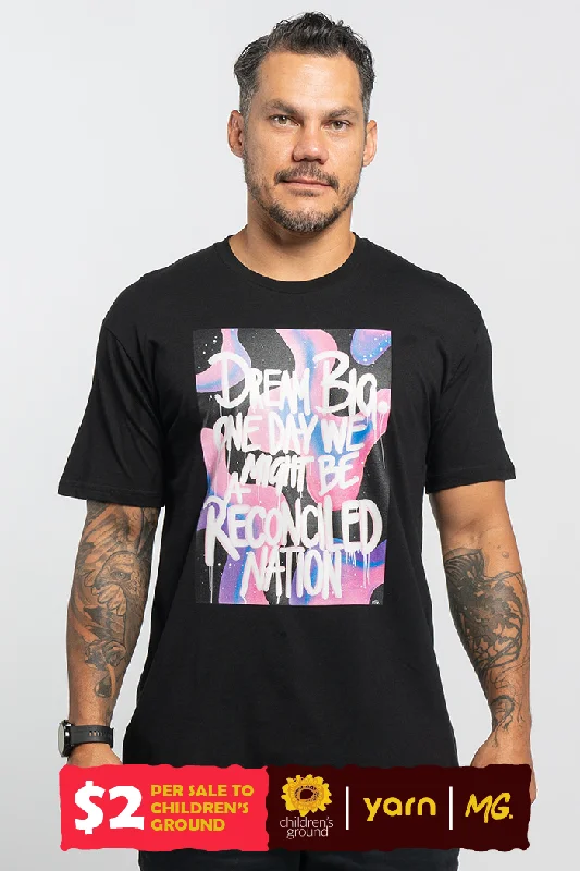 Price Drop Reconciled Nation (Purple) Black Cotton Crew Neck Unisex T-Shirt
