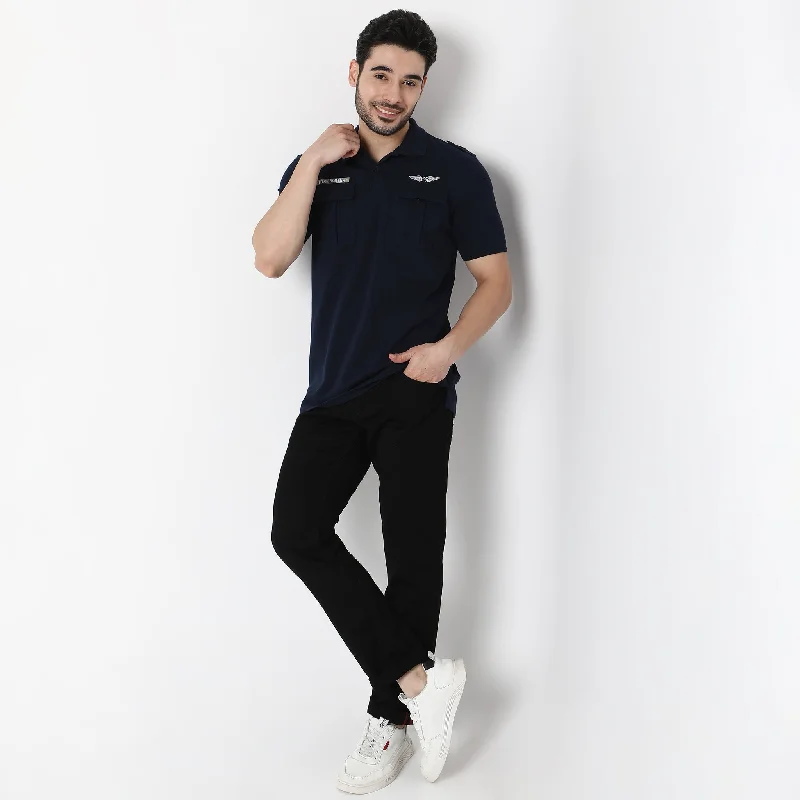 Take Action Regular Fit Solid Polo T-Shirt