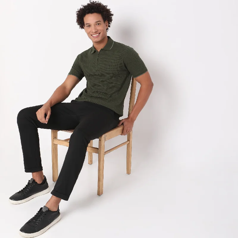 Hurry In Regular Fit Structured Polo T-Shirt