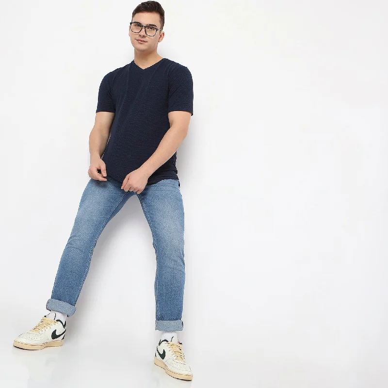 Super Bargain Regular Fit Textured T-Shirt