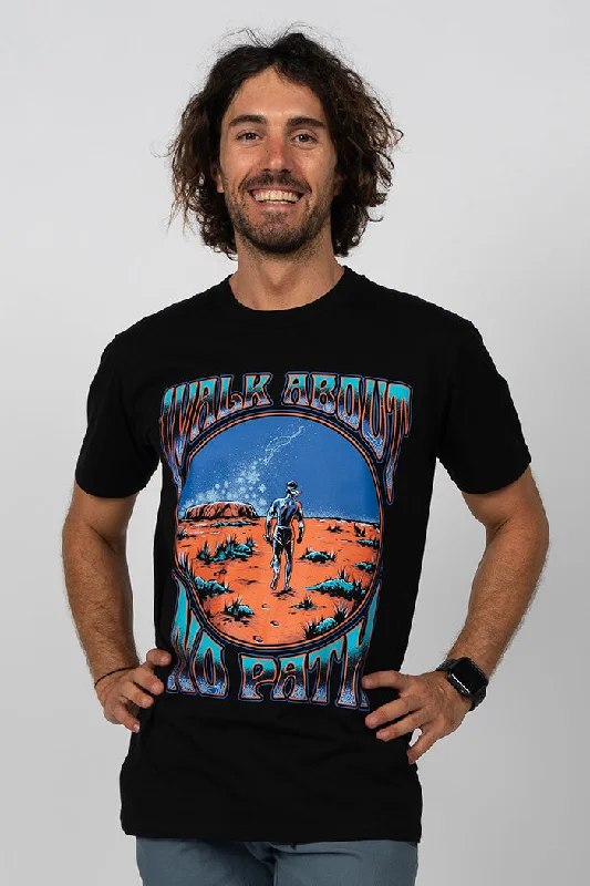 Must-Have Deals Walkabout No Path Black Cotton Crew Neck Unisex T-Shirt