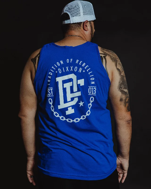 Shop and Save White Disobedience Tank - Blue