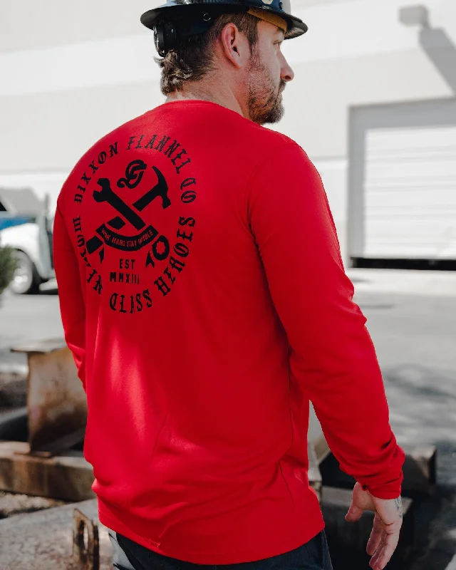 Weekend Savings Bonanza Working Class Heroes UV Long Sleeve T-Shirt - Red