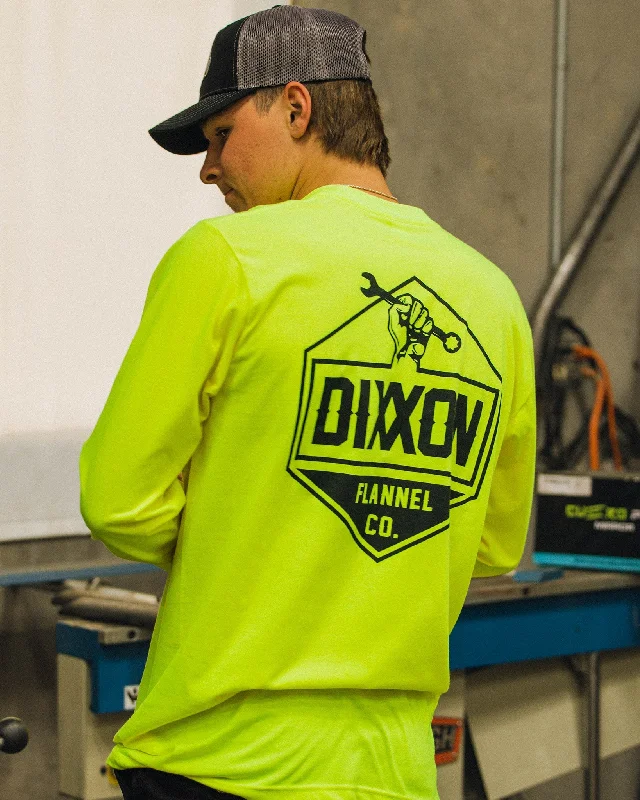Act Fast Working Class Hi Vis Long Sleeve T-Shirt - Safety Yellow